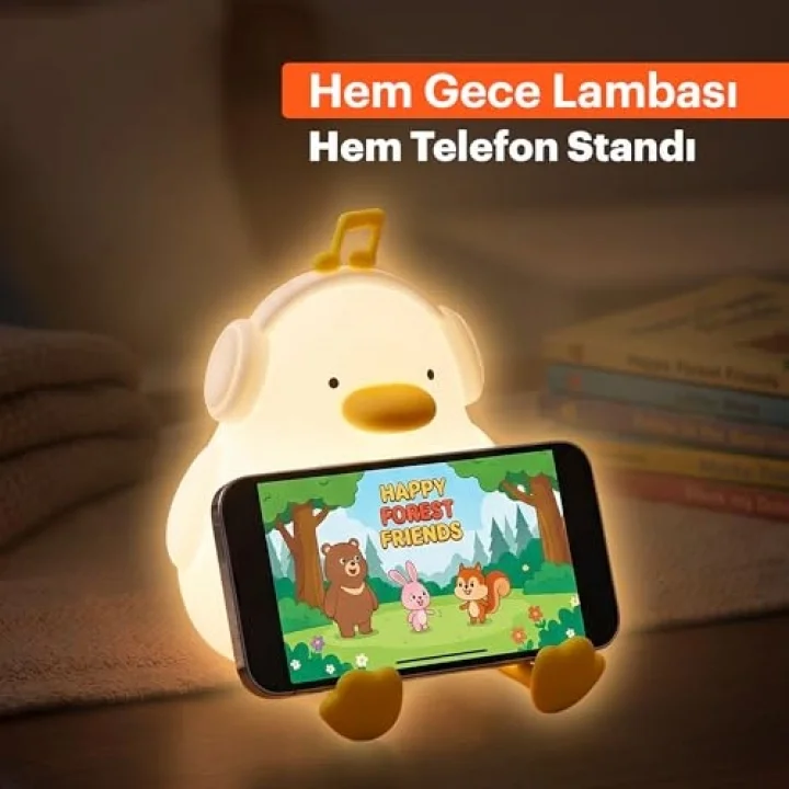 Silikon Gece Lambası, LED Yumuşak Sevimli Ördek Lamba, Çocuklar için Kısılabilir Gece Lambası, Şarj Edilebilir Bebek Yatak Odası Lambası, Emzirme ve Kreş Dekoru için