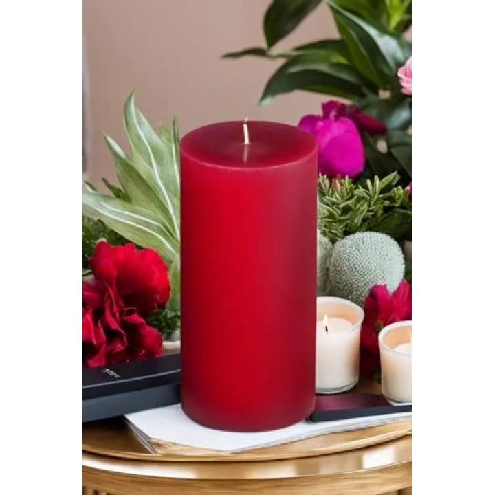 Silindir Mum 10 X 30 Cm Dev Büyük Kütük Mum Kırmızı Kırmızı
