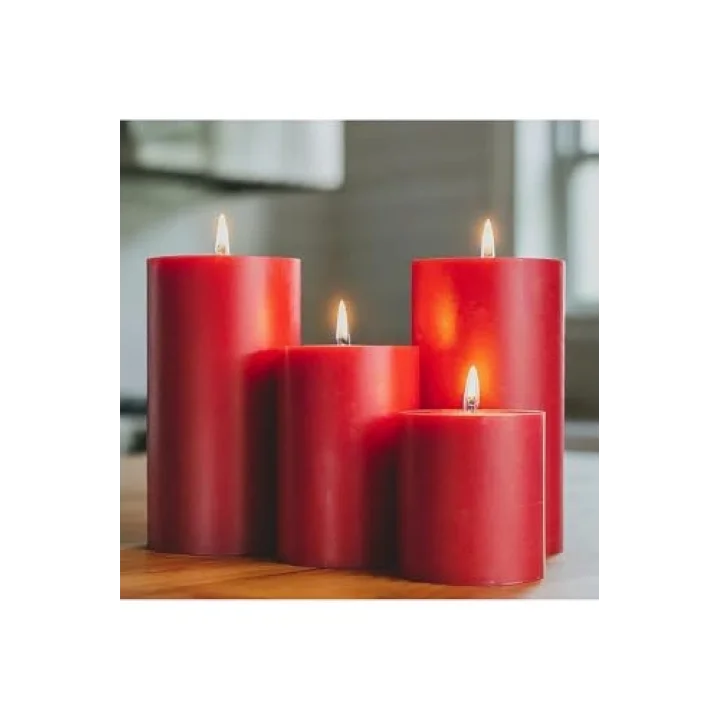 Silindir Mum 10 X 30 Cm Dev Büyük Kütük Mum Kırmızı Kırmızı