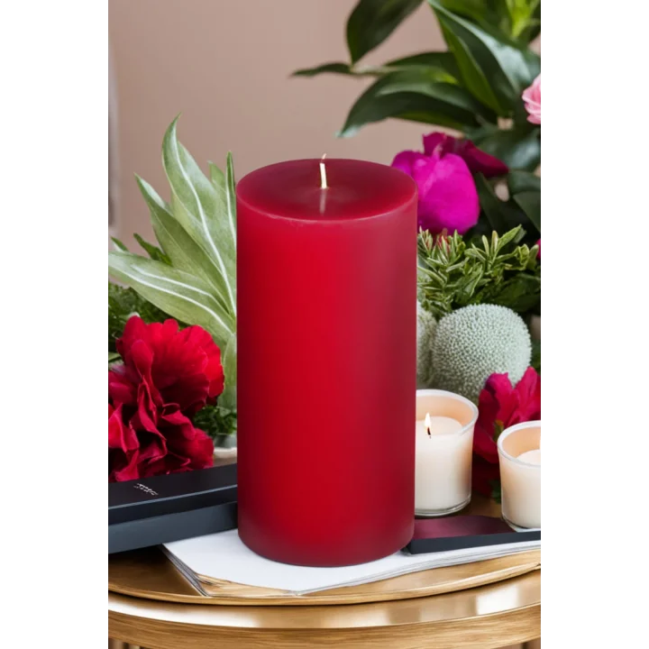 Silindir Mum 10 X 30 Cm Dev Büyük Kütük Mum Kırmızı Kırmızı
