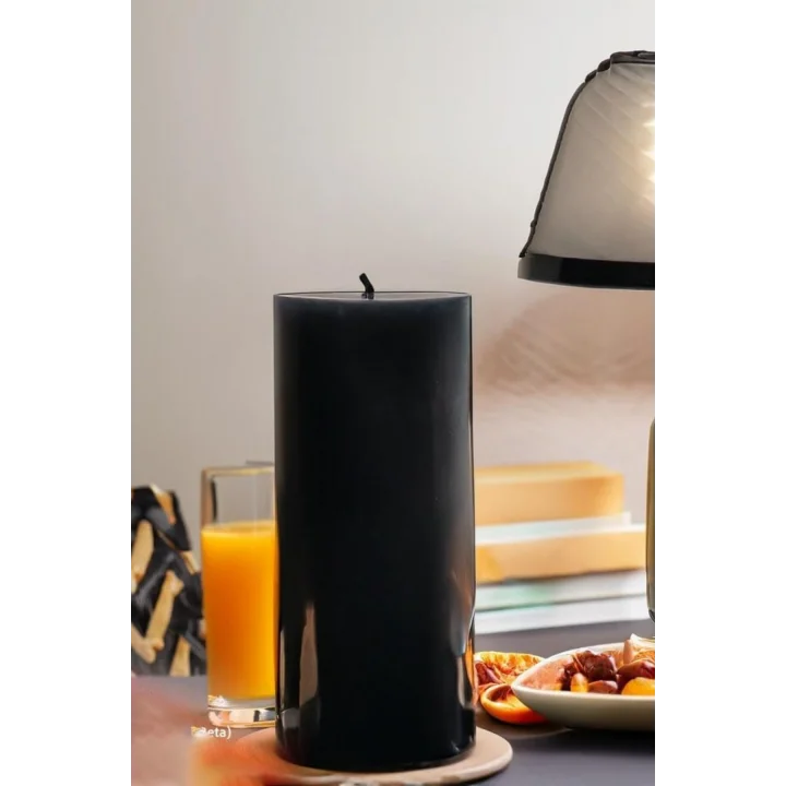 Silindir Mum 10 X 30 Cm Dev Büyük Kütük Mum Siyah Siyah