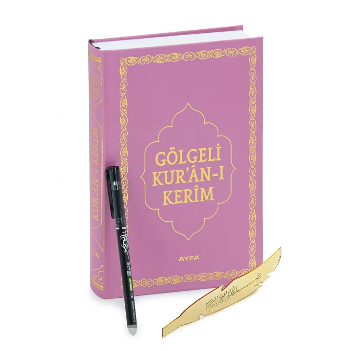 Silinebilir Kalemli Yazılabilir Arapça Gölgeli Kuranı Kerim - Pembe