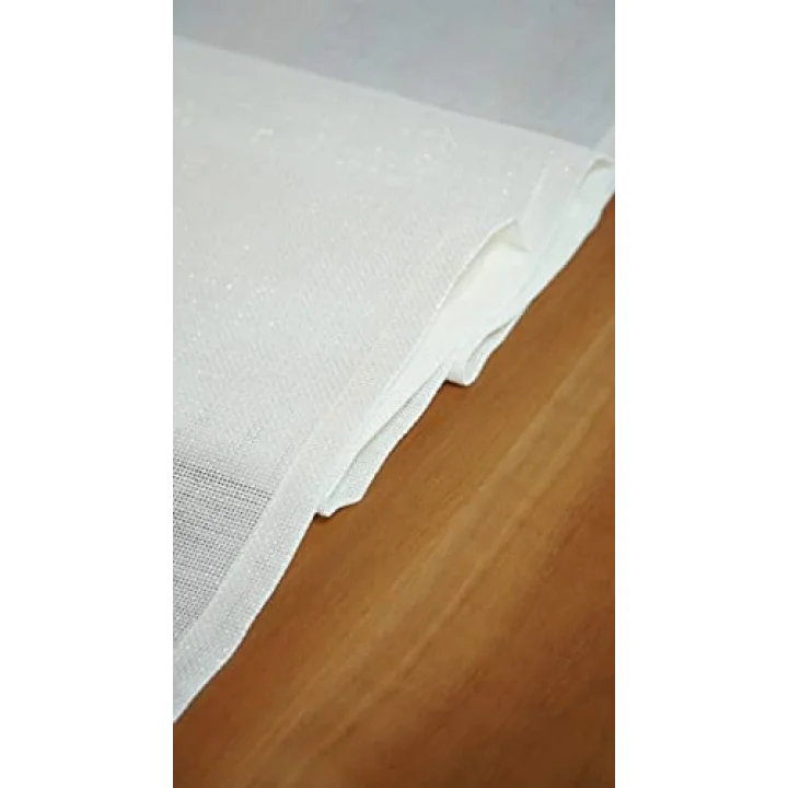 Simli Keten Runner Püsküllü, Kırık Beyaz, 45x150cm