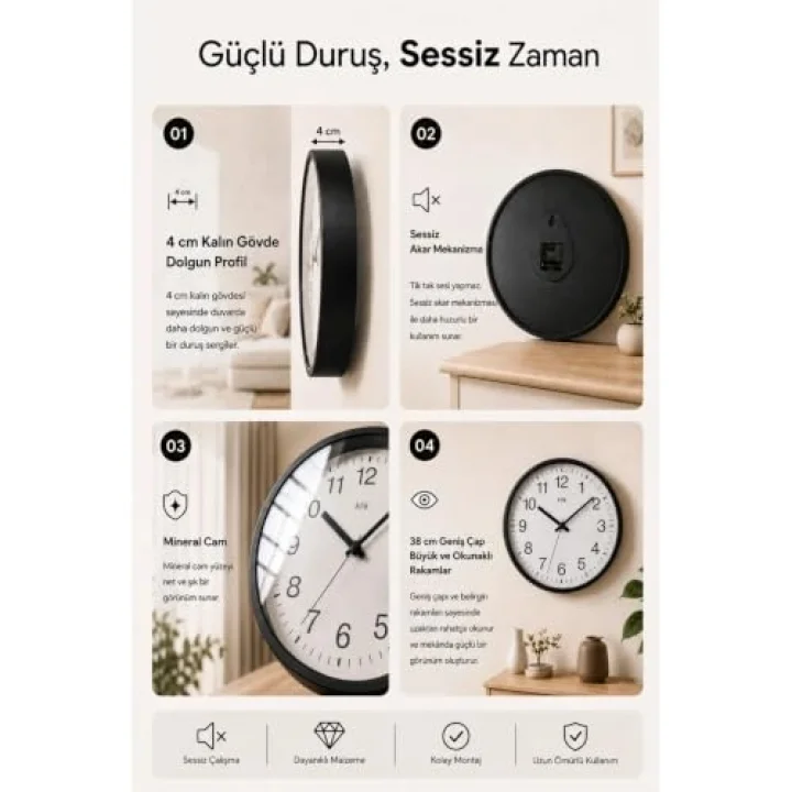 Simplex - Siyah Çerçeveli Basic Duvar Saati