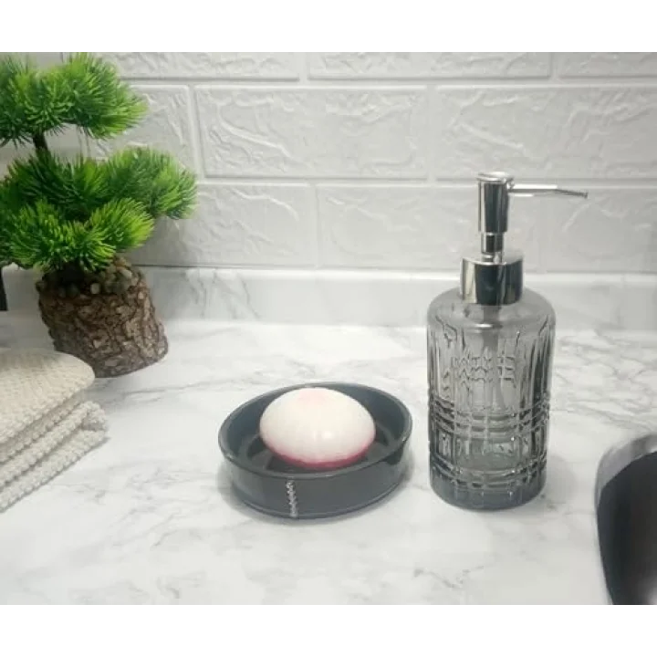SIVI SABUNLUK VE SABUNLUK 2 Lİ BANYO SETİ GRİ SİYAH