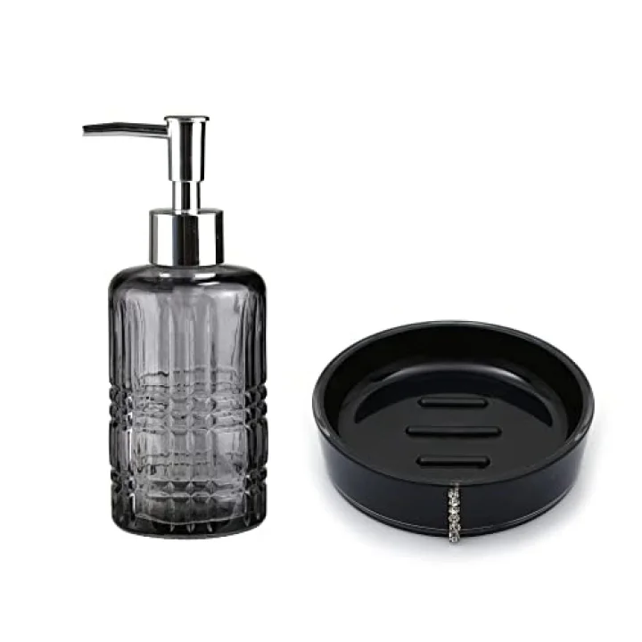 SIVI SABUNLUK VE SABUNLUK 2 Lİ BANYO SETİ GRİ SİYAH