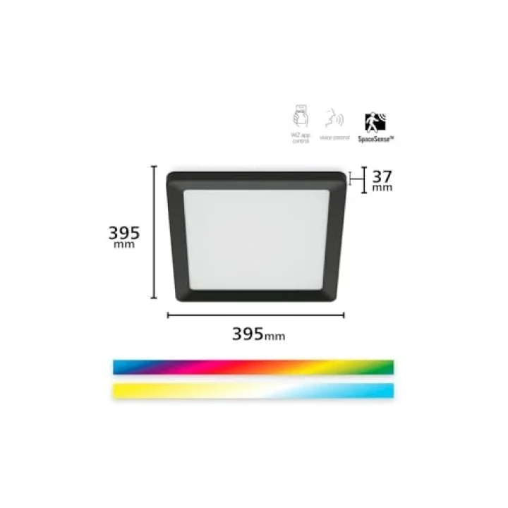 Siyah Akıllı Sıva Üstü RGB Kare Panel Tavan Armatürü 17W