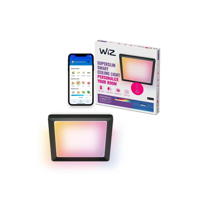 Siyah Akıllı Sıva Üstü RGB Kare Panel Tavan Armatürü 17W
