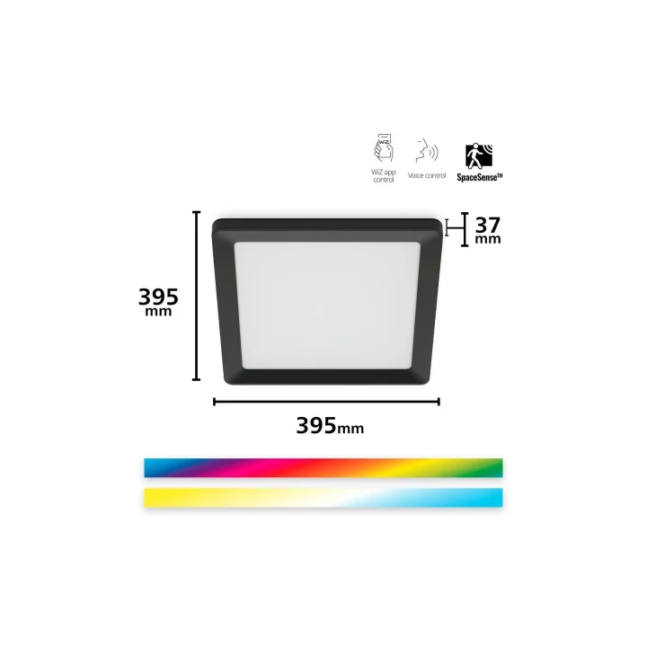 Siyah Akıllı Sıva Üstü RGB Kare Panel Tavan Armatürü 17W