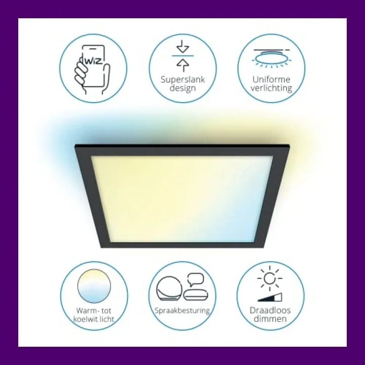 Siyah Akıllı Sıva Üstü RGB Kare Panel Tavan Armatürü 36W