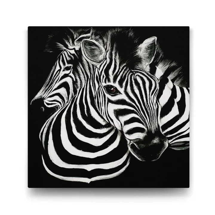 Siyah Beyaz Zebra Tablosu - 60x60cm