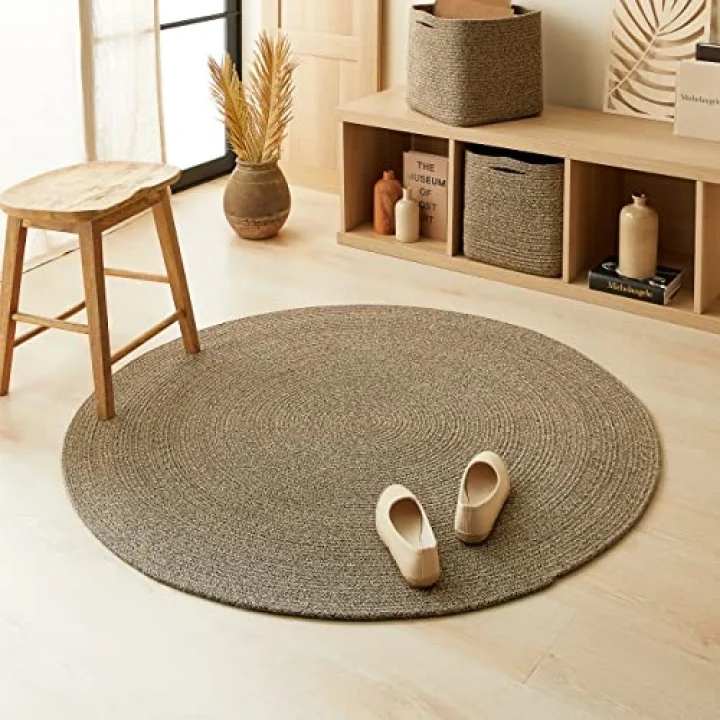 Siyah Kırçıllı Jüt Halı Kilim Ø 120 cm
