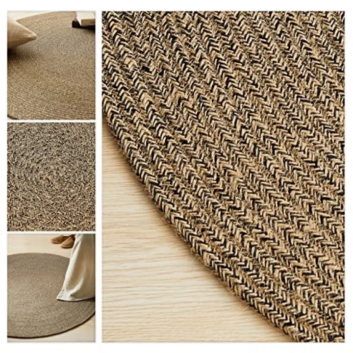 Siyah Kırçıllı Jüt Halı Kilim Ø 120 cm