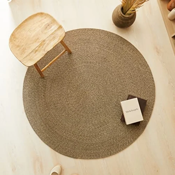 Siyah Kırçıllı Jüt Halı Kilim Ø 120 cm