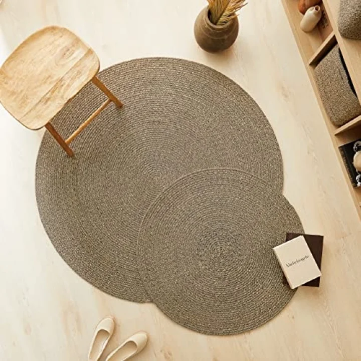 Siyah Kırçıllı Jüt Halı Kilim Ø 120 cm