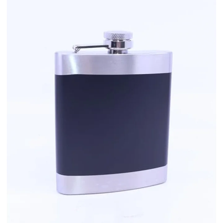 Siyah - Krom Cep Matarası-Flask 7 OZ