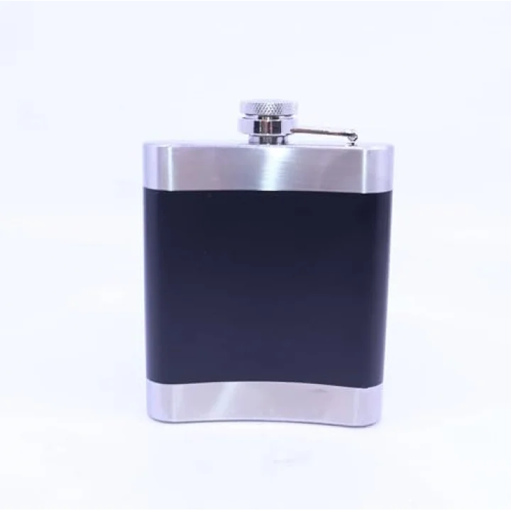Siyah - Krom Cep Matarası-Flask 7 OZ
