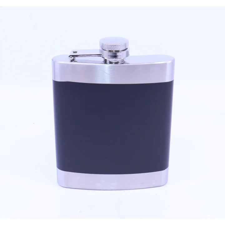Siyah - Krom Cep Matarası-Flask 7 OZ
