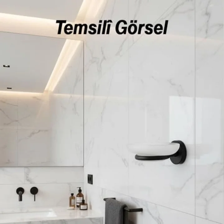 Siyah Metal Duvar Tipi Sabunluk Banyo Tuvalet Mutfak İçin Modern ve Dayanıklı Duvara Monte Sabunluk