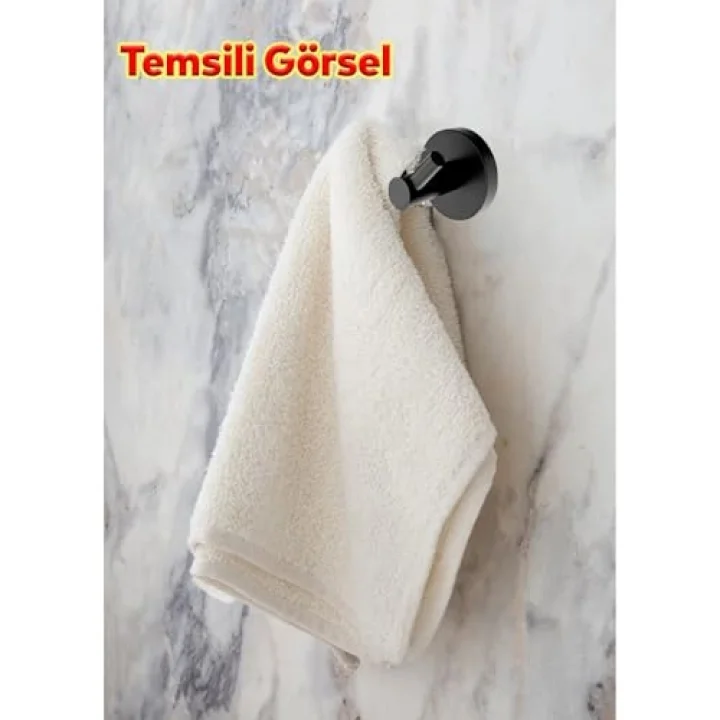 Siyah Renk Metal Sağlam Banyo Lavabo 2li Askılık Aparat Bornoz Havlu Asma Askı Vidalı