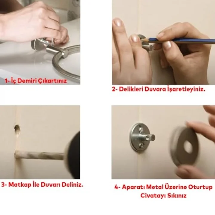Siyah Renk Metal Sağlam Banyo Lavabo 2li Askılık Aparat Bornoz Havlu Asma Askı Vidalı