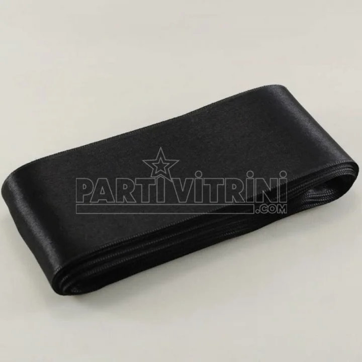 Siyah Saten Kurdela 6 Cm X 10 Metre