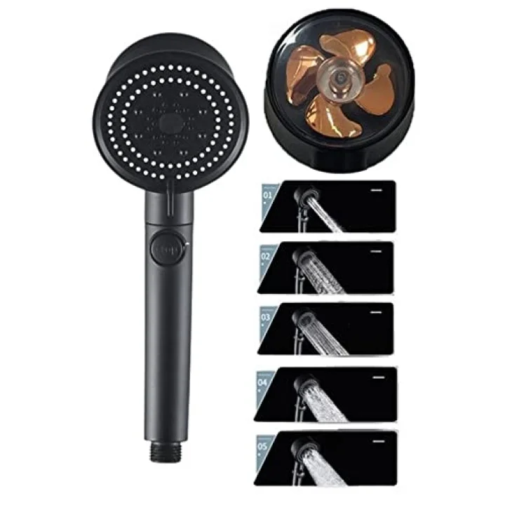 Siyah Turbo Fan Su Tasarruflu Yüksek Basınçlı Duş Başlığı