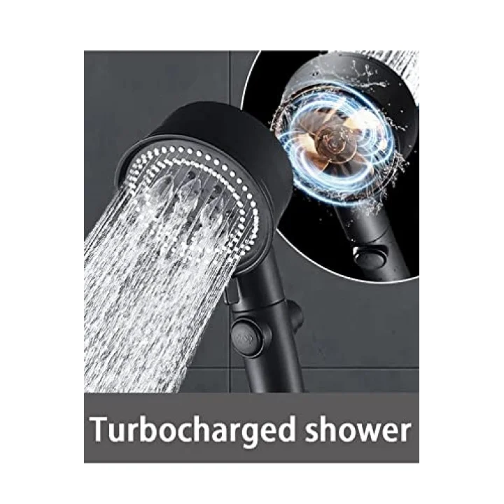 Siyah Turbo Fan Su Tasarruflu Yüksek Basınçlı Duş Başlığı