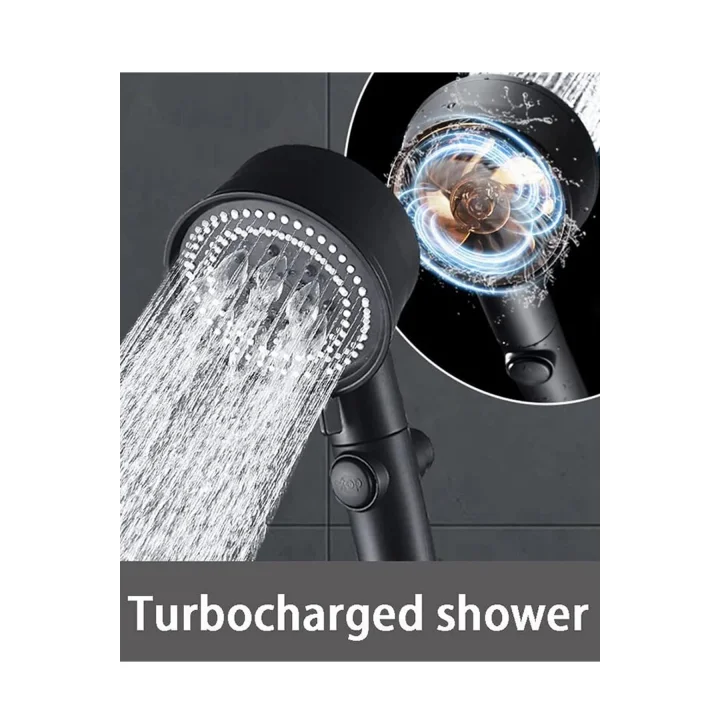 Siyah Turbo Fan Su Tasarruflu Yüksek Basınçlı Duş Başlığı