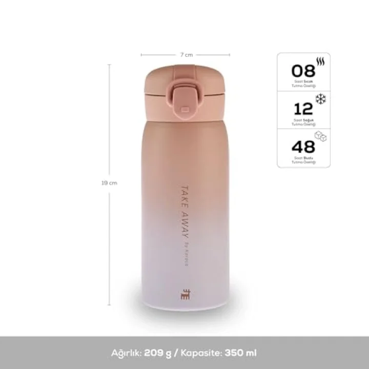 Skyfall Çelik Sızdırmaz Pembe Termos 350 Ml