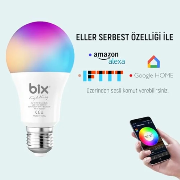 SL-02 Aura Çok Renkli 11W RGB WiFi-Bluetooth Uzaktan Kontrollü Akıllı Ampul