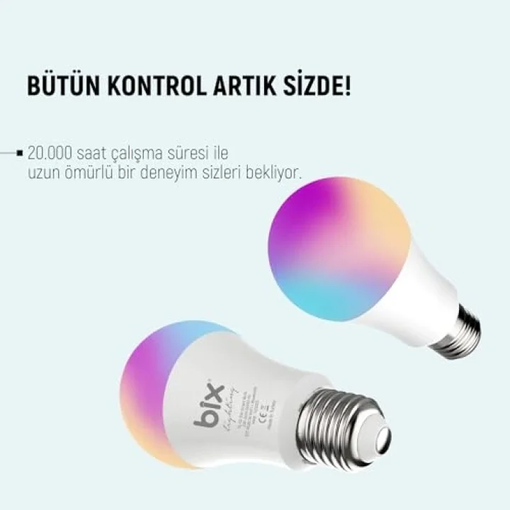 SL-02 Aura Çok Renkli 11W RGB WiFi-Bluetooth Uzaktan Kontrollü Akıllı Ampul