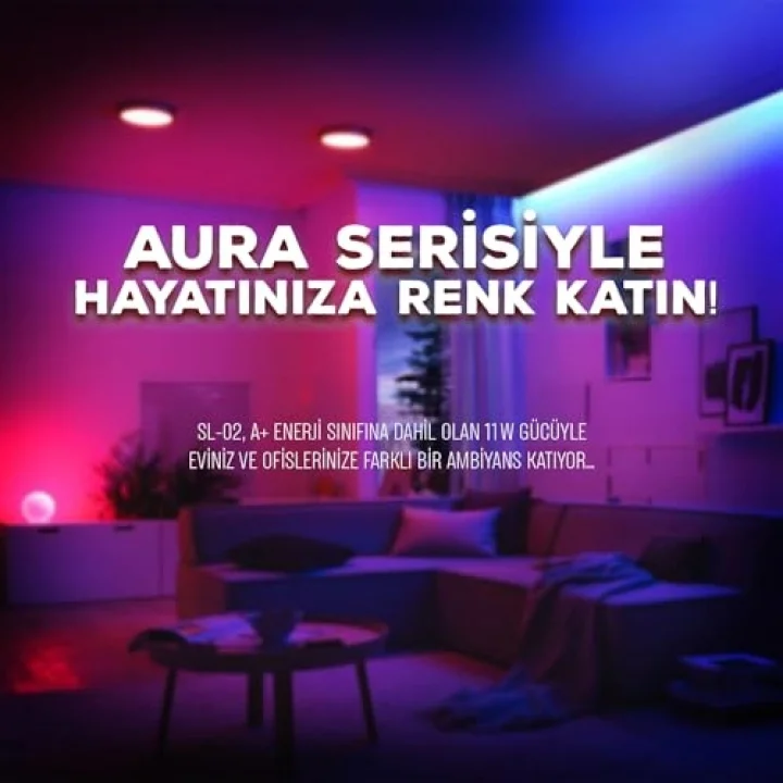 SL-02 Aura Çok Renkli 11W RGB WiFi-Bluetooth Uzaktan Kontrollü Akıllı Ampul