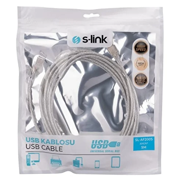 SL-AF2005 Usb2.0 5m Şeffaf Uzatma Kablo