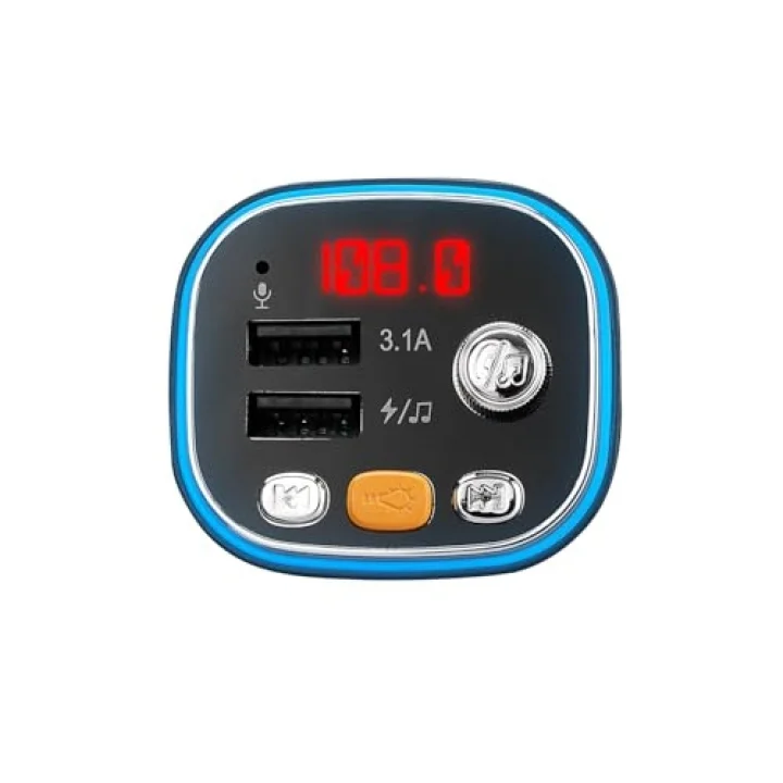 SL-BT306 Çift USB 5V 3.1A Rainbow Işıklı Led Ekran TF Kartlı V5.0 Bluetooth Fm Transmitter