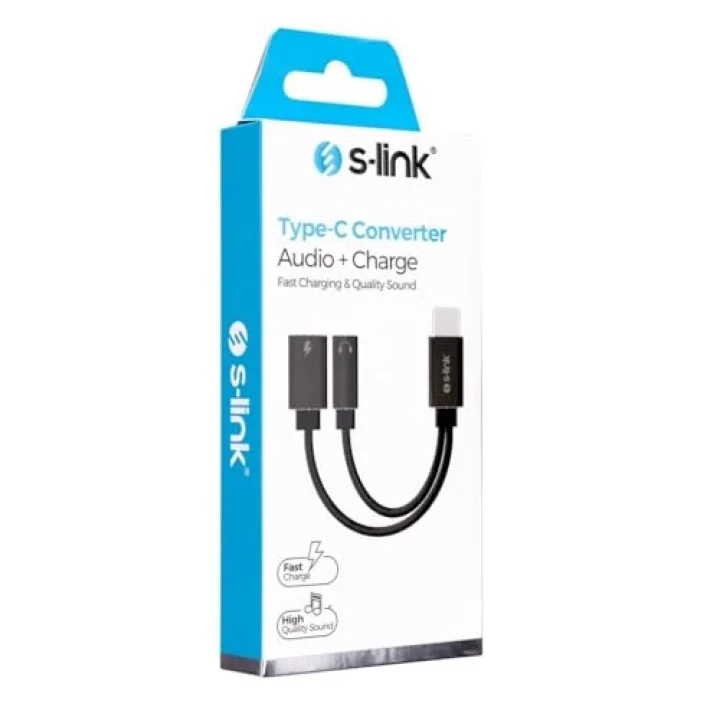 SL-TA45M Gri Metal TypeC to 3.5 jack+TypeC Çevirici