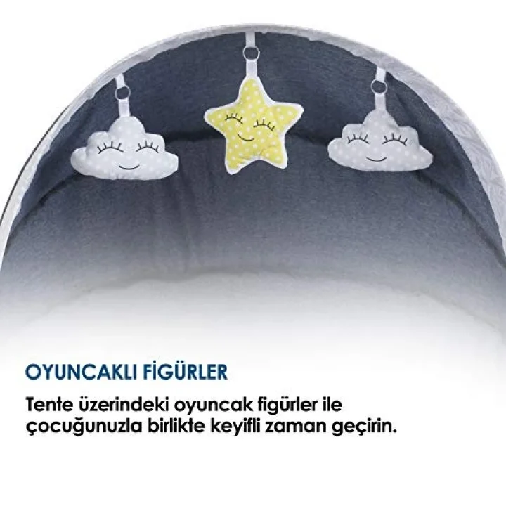 Sleeper All İn One Sallanır Katlanır Ahşap Bebek Beşiği (Gri)
