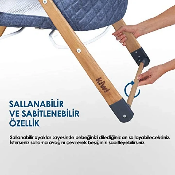 Sleeper All İn One Sallanır Katlanır Ahşap Bebek Beşiği (Gri)