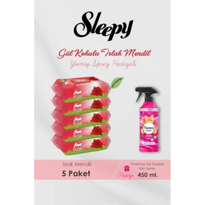 Sleepy 250 Adet Gül Kokulu Islak Havlu, Orkide Oda Kokusu Hediyeli