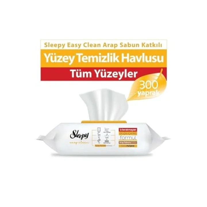 Sleepy Easy Clean Arap Sabunu Katkılı Yüzey Temizlik Havlusu 100 lü x 3 Adet