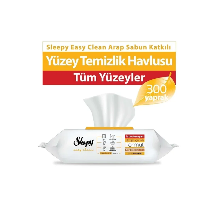 Sleepy Easy Clean Arap Sabunu Katkılı Yüzey Temizlik Havlusu 100 lü x 3 Adet