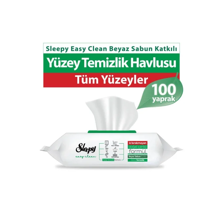 Sleepy Easy Clean Beyaz Sabun Katkılı Yüzey Temizlik Havlusu 100