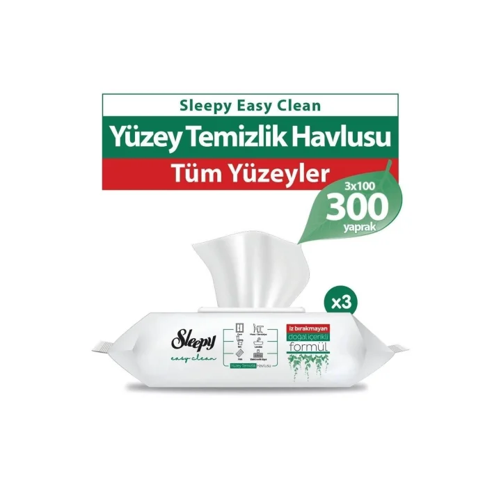 Sleepy Easy Clean Beyaz Sabun Yüzey Temizlik Havlusu 300 Lü