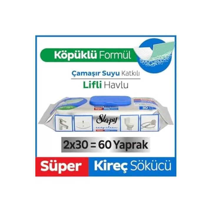 Sleepy Easy Clean Süper Kireç Sökücü Havlu 2X30 (60 Yaprak)