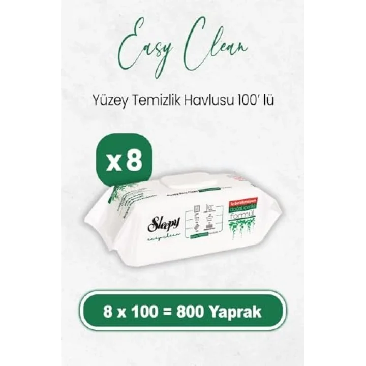 Sleepy Easy Clean Yüzey Temizlik Havlusu 100 x 8 Adet (800 Yaprak)