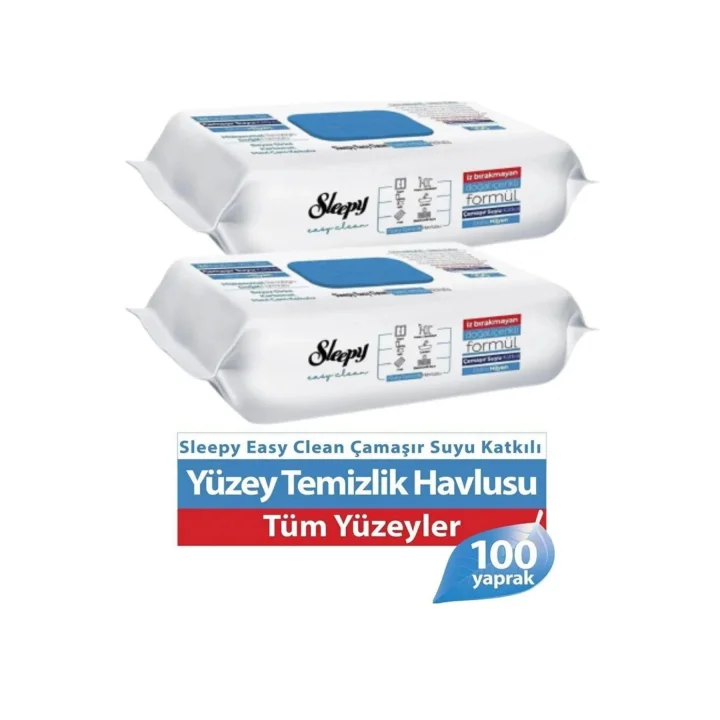 Sleepy Easy Clean Yüzey Temizlik Havlusu 2 * 100lü Çamaşır Suyu Katkılı