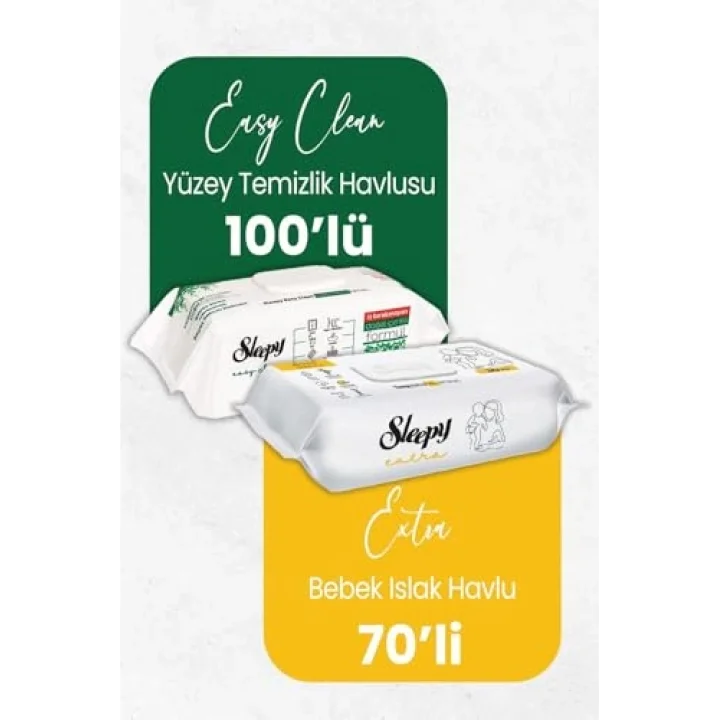 Sleepy Extra Islak Bebek Mendil 70 li ve Temizlik Havlusu 100 lü