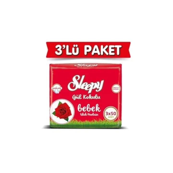 Sleepy Gül Kokulu Islak Bebek Havlusu 50 Yaprak x 3 Adet