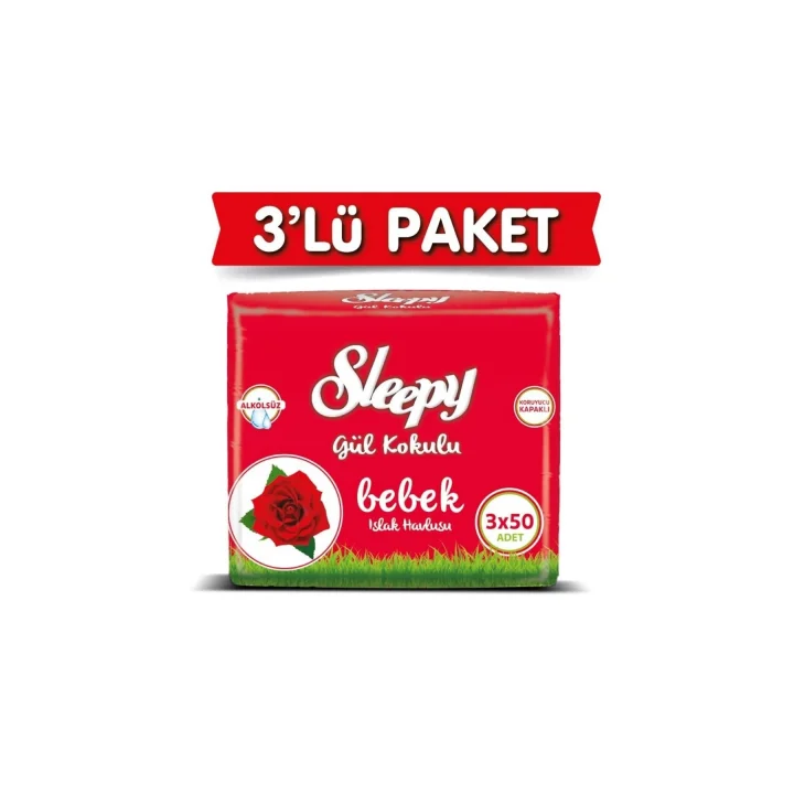 Sleepy Gül Kokulu Islak Bebek Havlusu 50 Yaprak x 3 Adet
