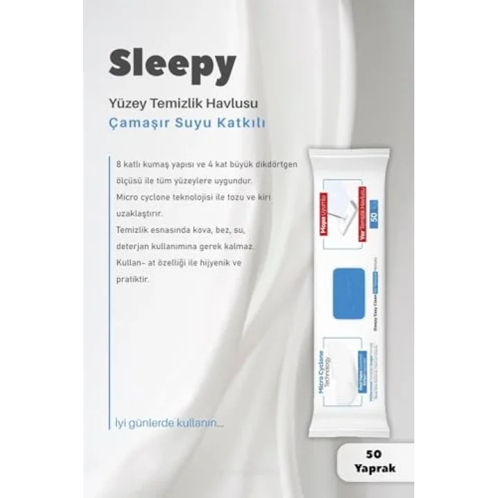 Sleepy Kolay Yüzey Temizlik Havlusu 3 lü Set ve Hediye Pamuk